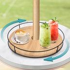 12" Lazy Susan with Umbrella Hole for Outdoor Patio Table - 360° Rotation Iron Turntable Organizer for Beach Umbrellas Patio Garden Swimming Pool by Unknown