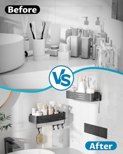 Onemake Suction Cup Shower Caddy, Shower Shelf, Bathroom Organizer, Gray - Image 4
