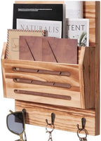 Wall Mounted Key and Mail Holder, 2-Slot Wooden Mail Sorter Organizer by humberboat