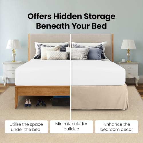 King Bed Skirt, Hides Under-Bed Storage 16 Inch Drop, Pleated, Sand - Image 3