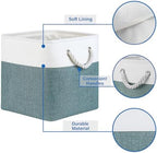 Temary 12 Inch Cube Storage Baskets 4 Pack Fabric Storage Bin for Organizing, Shelf Baskets for Home Office Closet, Collapsible Cube Storage Bins (White&Dark Green) - Image 3