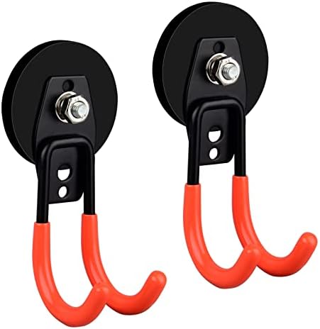 ULIBERMAGNET Garage Strong Magnetic Hooks, 2 Pack Heavy Duty Large J Hooks with Magnet, Anti-Slip Coating Magnet Hooks for Garden Tools, Ropes,Drill by ULIBERMAGNET