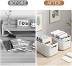 6 Pack White Storage Bins with Lids Stackable Storage Container for Organizing, Small Storage Boxes with Handle for Shelves, Cute Organizer Bins for Craft, Snacks, 9.85x6.9x5.7 inch - Image 7