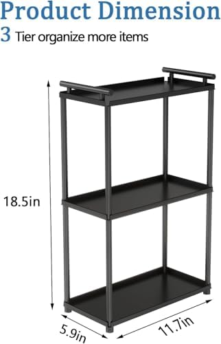 VOTZAAQ 3 Tier Bathroom Organizer Countertop, Stainless Steel Perfume Tray and Vanity Countertop Shelf, Makeup Skin Care Bathroom Organizers and Storage for Dresser, Kitchen (Matte Black) - Image 2