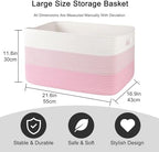 OIAHOMY Blanket Basket Laundry Basket Dog Toy Basket 75L Pink/White - Image 3