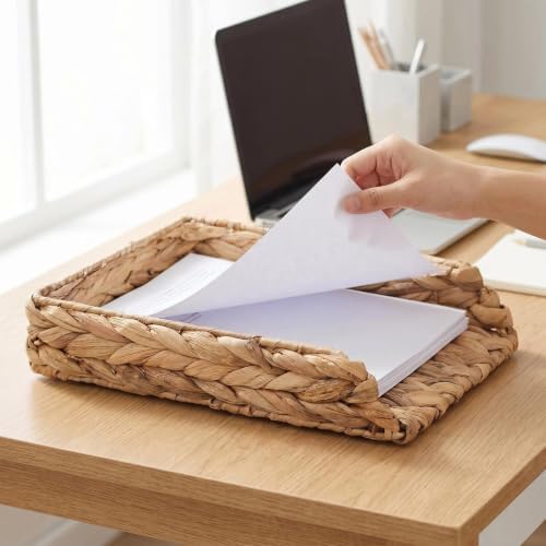 Water Hyacinth Paper Tray Organizer, 3-Piece Desk Set - Image 3