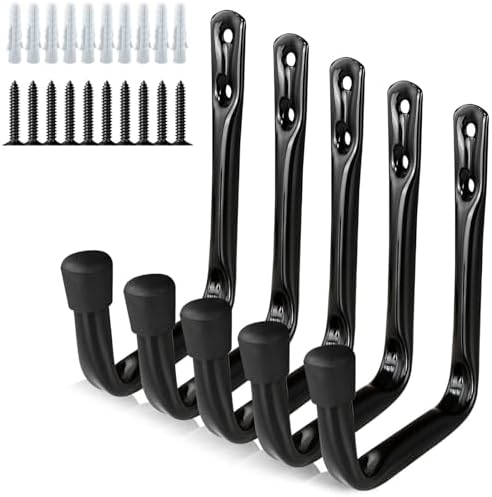 Dreecy J Utility Hooks for Hanging Heavy Duty Garage Storage Utility Hooks, Utility Hook for Garage Wall,Color Black, 5 Pack by Dreecy