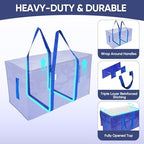 TICONN 12 Pack Extra Large Moving Bags Heavy Duty with Zippers & Carrying Handles, Durable Storage Bags Moving Boxes for Closet Organizers and Storage (12 Pack, Blue) - Image 2