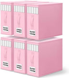 WOWBOX Sheet Organizers and Storage,Closet Bed Sheet Organizer Under Bed Storage and Organization with Label Cards & Clear Window for Bedding Sheets,Duvet Covers,Blankets (6 Pack，Pink) by WOWBOX