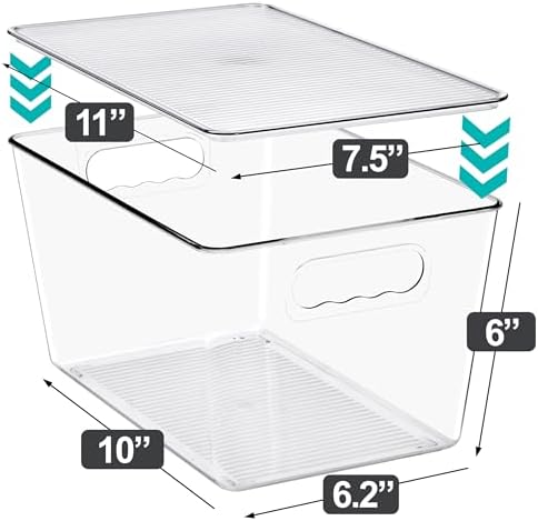 Sorbus Clear Storage Bins with Lids for Kitchen (Large, 8 Pack) - Image 5