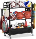EXTCCT Ball Storage Rack with Wheels for Garage, Sports Equipment Organizer by EXTCCT