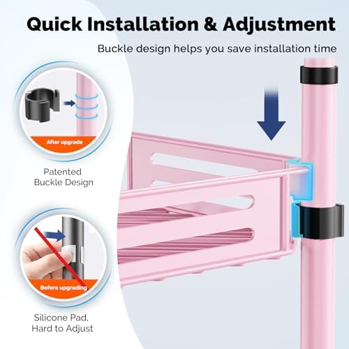 HAMITOR Corner Shower Caddy, 4 Tier Adjustable Bathroom Organizer - Pink - Image 2