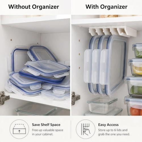 Slide-In Lid Organizer for Food Storage Containers, Holds 6 Lids - Image 4