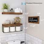 QEEIG ‎Bathroom Shelves Over Toilet - Paper Storage Wall Mounted Farmhouse Decor Decorations Aesthetic Décor Sign Small Floating Shelf 2+1 Set 16 inch, Rustic Brown (020BN) - Image 3