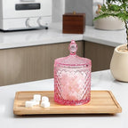 2 Pack Qtip Holder Apothecary Jars with Lid, Thick Glass, Large Pink - Image 5
