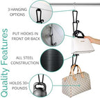 TERRA HOME Purse Hanger Closet Organizer Improved Design Bag Chain Hooks for Wall - Compact, Efficient Storage Solution for Bags, Purses, More as Over the Door, in Your Closett or Wall Mount - Image 5