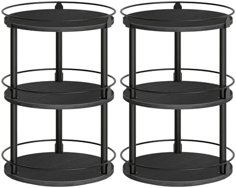 YATINEY Spice Rack, Set of 2 Lazy Susan Organizer, 3 Tier Turntable Organizer For Cabinet, Compact and Versatile, for Kitchen Countertop, Black SR23L2BB by Yatiney