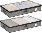 Fixwal Underbed Storage Containers 2 Pack Reinforced Under bed Organizer | Reinforced Sidewalls and Bottom, Low-Profile Design Below 4.5in, for Clothes and Linens, Under-Bed Storage by Fixwal