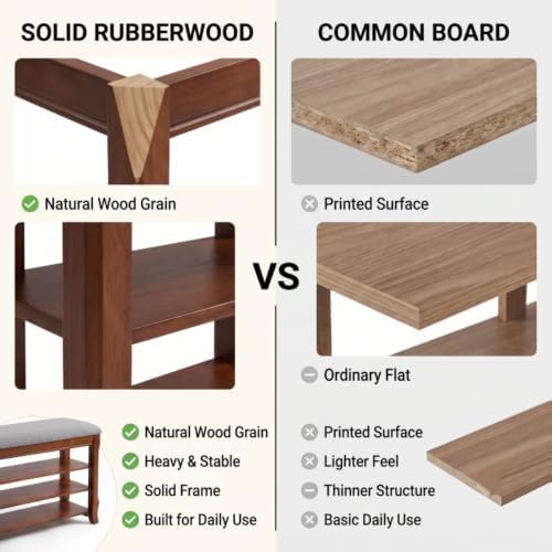Solid Wood Shoe Rack for Entryway Bench, Flip-Top Soft-Close Lid, 47.2'' - Image 4