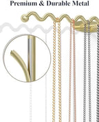 NiHome Wall Mounted Metal Jewelry Organizer Racks for Necklaces, Earrings, Bracelets, Rings, Decorative Display Wave Design Storage Holders for Bedroom, Bathroom, Kitchen, Entryway (2-Pack, Gold) - Image 5