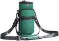 Nuovoware Water Bottle Carrier Bag, 40oz Bottle Pouch Holder, Adjustable Shoulder Hand Strap 2 Pocket Sling Neoprene Sleeve Sports Accessories for Hiking Travelling, Dark Green by NUOVOWARE