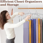 4 Pack Legging Organizer for Closet, Metal Gym Clothes Organizer w/40 Clips Holds 40 Leggings, Scarf Hangers Space Saving, Closet Organizers and Storage, Room Organization Essentials, Grey - Image 6