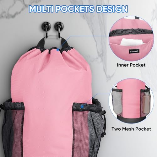 BALEINE 120L Laundry Bag Backpack, 900D Oxford Fabric Large Travel Laundry Bags with Shoulder Straps and 2 Mesh Pockets for College Dorm, Apartment, Laundromat (Pink, 120L) - Image 3