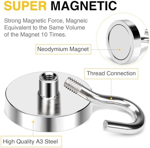 DIYMAG Magnetic Hooks 12pcs 120lbs Cruise Essentials 2026 Magnet Hook - Image 4