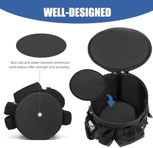 Baseball Bucket Bag 6 Gallon Multi Pockets Softball Coaching Equipment Bag - Image 5