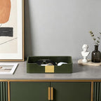 PU Leather Valet Tray, Nightstand Organizer, Catchall Tray, Green - Image 6