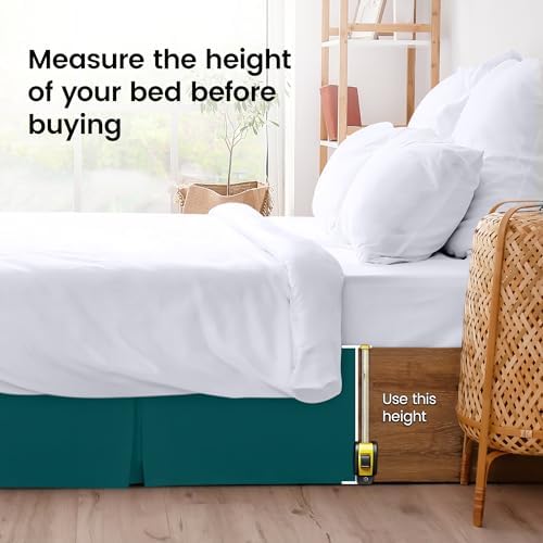 Twin Bed Skirt, Hides Under-Bed Storage 15 Inch Drop, Pleated, Teal - Image 4