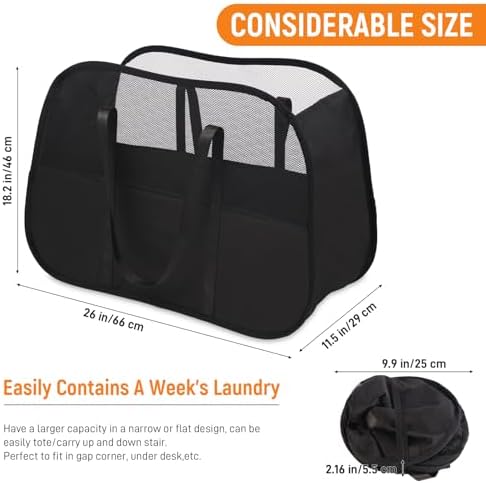 Collapsible Laundry Baskets with Easy Carry Handles, 95L Clothes Hamper for Storage, Foldable Laundry Basket Tear-proof, Large Pop Up Hampers for Laundry, Bedroom, Bathroom, Dorm Black - Image 4