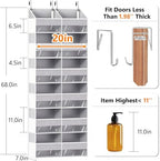 UVIAHOMI Heavy Duty Over The Door Organizer 6 Tiers, Extra Large Behind Door Storage of 12 Front & 12 Mesh Pockets, 80lb Weight Capacity, Hanging Doors Storage for Closet Bedroom Nursery, Light Gray - Image 2