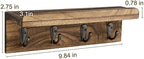 HRONRAD Rustic Key Holder for Wall, Farmhouse Wall Shelf with 4 Hooks, Wall Mounted Key Racks, Wooden Mail Organizer with Hooks for Entryway (Brown) - Image 4