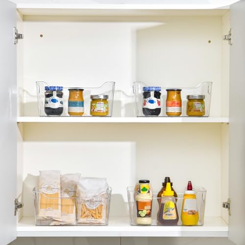 Clear Plastic Storage Bins - 12 Pack Pantry Organizers and Storage, Clear Pantry Organizer Bins, X-Large Plastic Containers with Handle for Kitchen, Cabinet, Bathroom, Classroom Organization - Image 4
