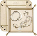 UnionBasic Small Valet Tray, Jewelry Tray for Rings Watches Earrings, Entryway Catchall Caddy for Coins Keys Change, Nightstand Bedside Valet Holder, Trays for Electronic Gadgets, Pale Gold by UnionBasic
