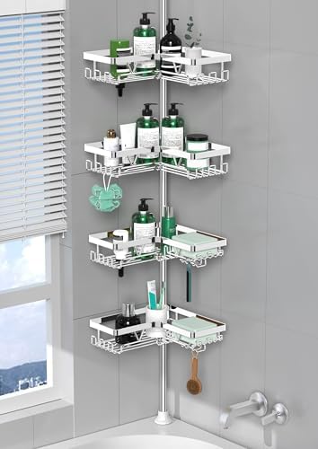 DAOYA Corner Shower Caddy Tension Pole - Chrome Tension Rod Shower Caddy by DAOYA