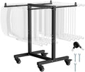 VEVOR Folding Chair Rack, 200 LBS Capacity, T-Shape Chair Cart for 14 Chairs, Heavy-Duty Metal Chair Storage Dolly with Rubber Wheels, Multi-Function Chair Holder for Party Event,Hotel, Matte Black by VEVOR