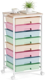 Rolling Storage Cart, Rainbow Cart with 8 Drawers and Wooden Tabletop, Teacher Organization for Classroom, Art Cart for Classroom,Office,Bedroom,Rainbow by TOOLF