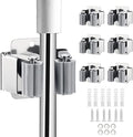 JAMEND CLXP 6PCS Broom and Mop Holder, Heavy Duty Garden Tool Organizer Rack Rake and Shovel Handle, Stainless Steel Mop Hanger. Wall Mounted Utility Rack with Screws, Silver. by JAMEND+CLXP