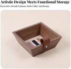 Generic Decorative Storage Tray Organizer Display Tray Catchall Holder with Wood Grain Exterior and Light Inner Base Suitable for entryway Desk Dresser countertop, T15-B Medium Storage Tray - Image 5