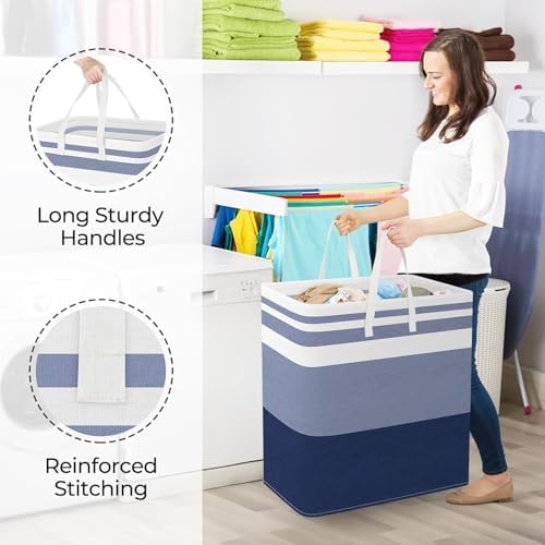 StorageRight Laundry Basket Hamper, 125L Collapsible Clothes Storage, Blue - Image 3