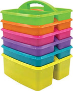 Teacher Created Resources Assorted Bright Colors Portable Plastic Storage Caddy 6-Pack for Classrooms, Kids Room, and Office Organization, (Lime, Orange, Pink, Purple, Teal, and Yellow) 3 Compartment by TeacherCreatedResourcesOS
