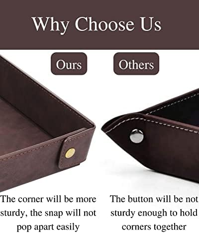 CASIRENA Faux Leather Valet Tray Organizer for Men - Catch-All Tray for Entryway Table Key, Wallet, Watch, Coin Change, Phone, Dresser EDC Dump Jewelry, Bedside Nightstand Desk-top Catchall - Image 3