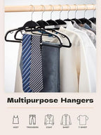 HOUSE DAY Slim Plastic Hangers with Non Slip Rubber Pads, 30 Pack, Black | Space saving closet organizer, heavy duty S-shape, rubber grip pads help keep shirts, suits, coats, pants, skirts in place - Image 2