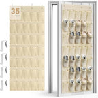 WVM Over the Door Shoe Organizer with 35 Breathable Mesh Pockets, Hanging Shoe Organizer for Door with 4 Metal Hooks, Large Capacity Closet Storage for Shoes, Accessories by WVM