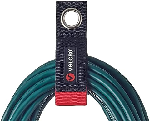 VELCRO Brand Extension Cord Organizer Holder. Heavy Duty Straps for Garage Organization and Storage. Rust Resistant Grommet Hangs Easily on Wall 2pk,Small 10-inch,60bs Weight Rating,Black by VELCROBrand