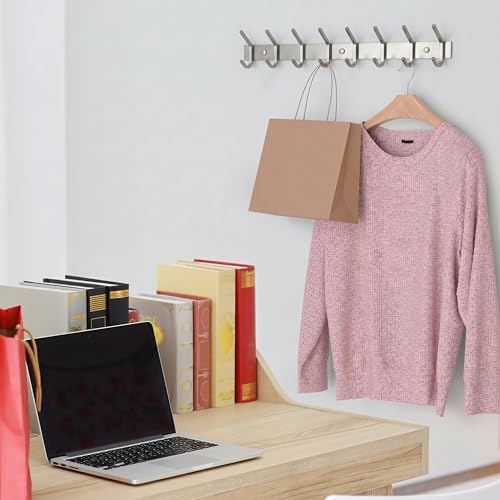 Coat Rack Wall Mount – Brushed Nickel 24 Inch Stainless Steel Hook Rail with 8 Heavy Duty Double Coat Hooks – Wall Mounted Coat Hanger for Entryway, Bathroom, Bedroom, Towel, Hat Organizer - 2 Pack - Image 6