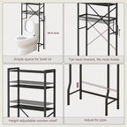 Over The Toilet Storage Shelf, 4-Tier Bathroom Organizers and Storage Rack with Adjustable Height, Freestanding Above Toilet Shelves for Bathroom & Laundry, Space Saver, Black - Image 3