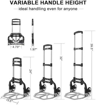 Folding Hand Truck, Dolly Cart with Wheels Foldable, Luggage Cart - Image 2